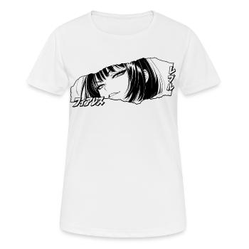 Visage de fille d’anime avec des personnages - T-shirt respirant Femme - blanc - Devant - AI Model Female 172 dark (172cm)