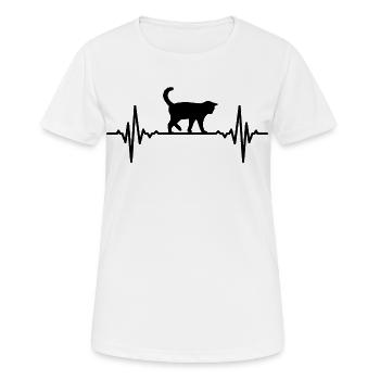 Katzen Pulsschlag - Frauen T-Shirt atmungsaktiv - Weiß - Vorne - AI Model Female 172 dark (172cm)
