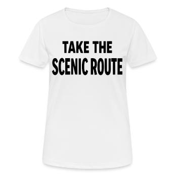 Prenez la route panoramique Abenteuer Reise Spruch - T-shirt respirant Femme - blanc - Devant - AI Model Female 172 dark (172cm)