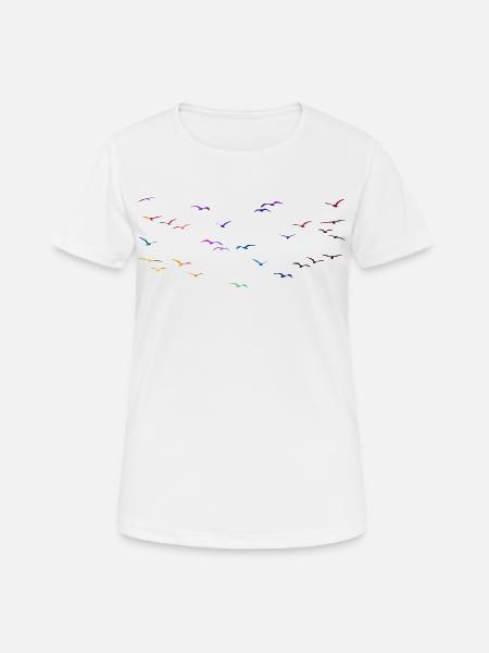 Bunte Vögel - Frauen T-Shirt atmungsaktiv - Weiß