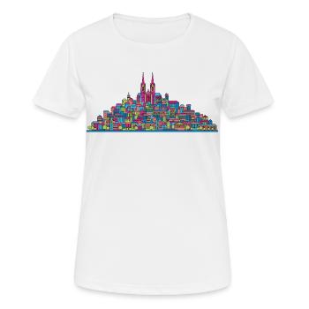 Moderne Linienkunst der Stadtsilhouette der Stadt Lausanne - Frauen T-Shirt atmungsaktiv - Weiß - Vorne - AI Model Female 172 dark (172cm)