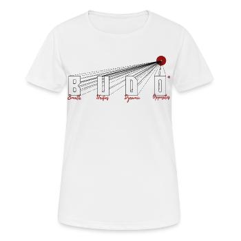 Budo: "Atem vereint ..." Japan Sun Martial Arts - Frauen T-Shirt atmungsaktiv - Weiß - Vorne - AI Model Female 172 dark (172cm)
