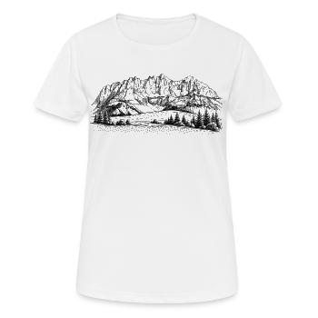 Wilder Kaiser Silhouette | Kaisergebirge Design |  - Frauen T-Shirt atmungsaktiv - Weiß - Vorne - AI Model Female 172 dark (172cm)
