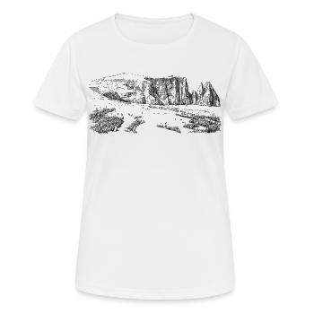 Silhouette Sciliar | Conception du plateau des Dolomites - T-shirt respirant Femme - blanc - Devant - AI Model Female 172 dark (172cm)