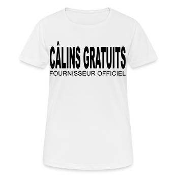Câlins gratuits - Fournisseur Officiel - T-shirt respirant Femme - blanc - Devant - AI Model Female 172 dark (172cm)