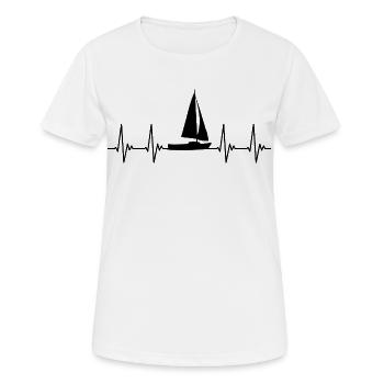 Segelboot, EKG, segeln, Herzschlag, Puls heartbeat - Frauen T-Shirt atmungsaktiv - Weiß - Vorne - AI Model Female 172 dark (172cm)