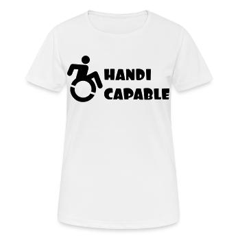 Adapté aux fauteuils roulants, handicapé humour # - T-shirt respirant Femme - blanc - Devant - AI Model Female 172 dark (172cm)
