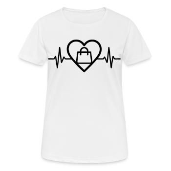 Cœur + Shopping – Fan de shopping - T-shirt respirant Femme - blanc - Devant - AI Model Female 172 dark (172cm)