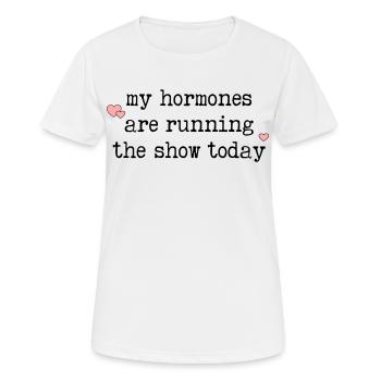 Lustige Hormonwechsel - Frauen T-Shirt atmungsaktiv - Weiß - Vorne - AI Model Female 172 dark (172cm)