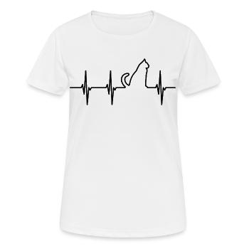 Katzen Kardiogramm - Frauen T-Shirt atmungsaktiv - Weiß - Vorne - AI Model Female 172 dark (172cm)