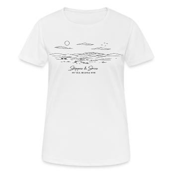Steppes et cieux : Steppe Kazakhstan Minimaliste - T-shirt respirant Femme - blanc - Devant - AI Model Female 172 dark (172cm)