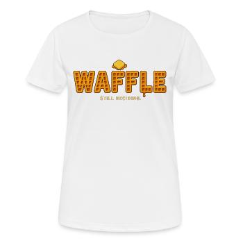 WAFFEL – Ich entscheide mich noch | Ein lustiges Waffel-Wortspiel - Frauen T-Shirt atmungsaktiv - Weiß - Vorne - AI Model Female 172 dark (172cm)
