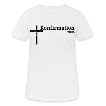 Geschenkideen zur Konfirmation 2026 Kreuz - Frauen T-Shirt atmungsaktiv - Weiß - Vorne - AI Model Female 172 dark (172cm)