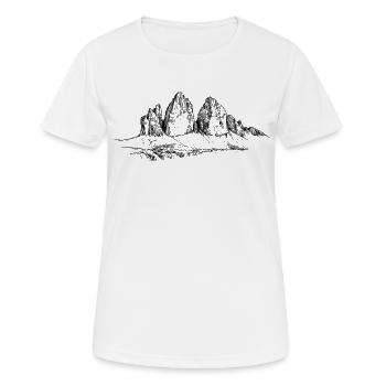 Silhouette des Trois Sommets | Montagne Classique des Dolomites - T-shirt respirant Femme - blanc - Devant - AI Model Female 172 dark (172cm)
