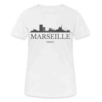 Marseille France, skyline de Marseille - T-shirt respirant Femme - blanc - Devant - AI Model Female 172 dark (172cm)