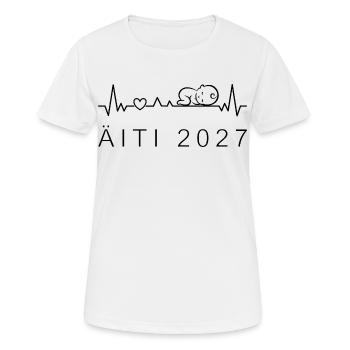Mama 2027 Herzschlag Schwangerschaft Finnisch - Frauen T-Shirt atmungsaktiv - Weiß - Vorne - AI Model Female 172 dark (172cm)