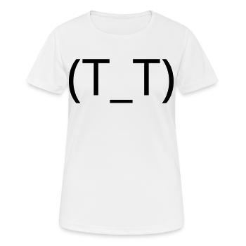 Weinendes Emoticon (T_T) Anime Tränen - Frauen T-Shirt atmungsaktiv - Weiß - Vorne - AI Model Female 172 dark (172cm)
