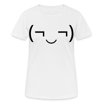 Schelmisches Emoticon (¬‿¬) freches Grinsen - Frauen T-Shirt atmungsaktiv - Weiß - Vorne - AI Model Female 172 dark (172cm)