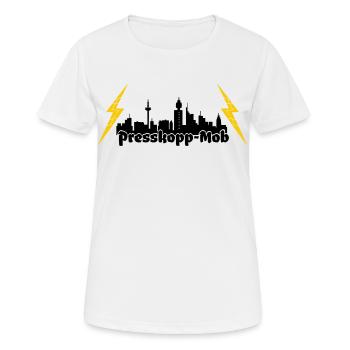 Presskopp Mob - ffm Skyline - Frauen T-Shirt atmungsaktiv - Weiß - Vorne - AI Model Female 172 dark (172cm)