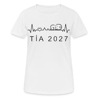 Ser Tía 2027 Ritmo Cardiaco Anuncio Embarazo - Frauen T-Shirt atmungsaktiv - Weiß - Vorne - AI Model Female 172 dark (172cm)