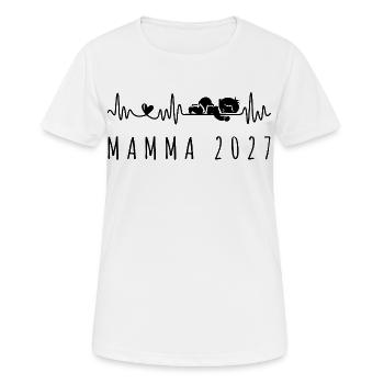 Mamma 2027 Battito Cardiaco in Gravidanza - Frauen T-Shirt atmungsaktiv - Weiß - Vorne - AI Model Female 172 dark (172cm)