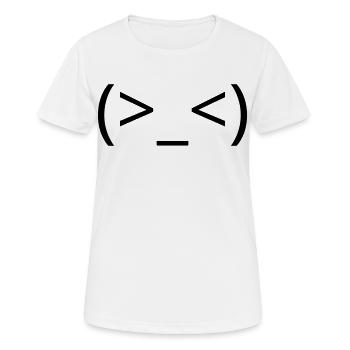 Frustriertes Emoticon (>_<) argh Kaomoji - Frauen T-Shirt atmungsaktiv - Weiß - Vorne - AI Model Female 172 dark (172cm)