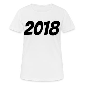2018 - Frauen T-Shirt atmungsaktiv - Weiß - Vorne - AI Model Female 172 dark (172cm)