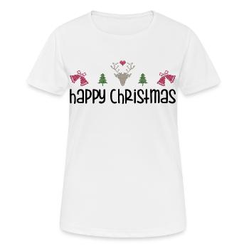 Happy Christmas - Frauen T-Shirt atmungsaktiv - Weiß - Vorne - AI Model Female 172 dark (172cm)