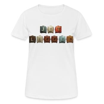 JET LAGGED – suitcase in the air - Women's Breathable T-Shirt - white - Front - AI Model Female 172 dark (172cm)