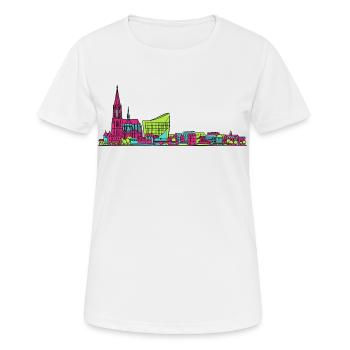 Straßburger Skyline Kathedrale Linienkunst - Frauen T-Shirt atmungsaktiv - Weiß - Vorne - AI Model Female 172 dark (172cm)