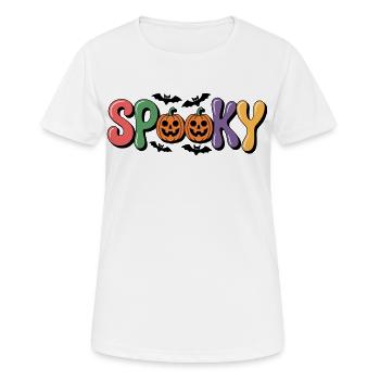 Spooky Halloween Pumpkin Colorful Font - Women's Breathable T-Shirt - white - Front - AI Model Female 172 dark (172cm)