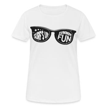 Fun Surf's Up Sommer Sonnenbrille Vintage - Frauen T-Shirt atmungsaktiv - Weiß - Vorne - AI Model Female 172 dark (172cm)