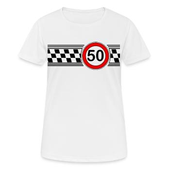 50er Race Karo Motiv Shirt - Frauen T-Shirt atmungsaktiv - Weiß - Vorne - AI Model Female 172 dark (172cm)