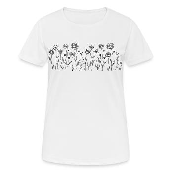Simple Wildflower Line Art Illustration - Women's Breathable T-Shirt - white - Front - AI Model Female 172 dark (172cm)