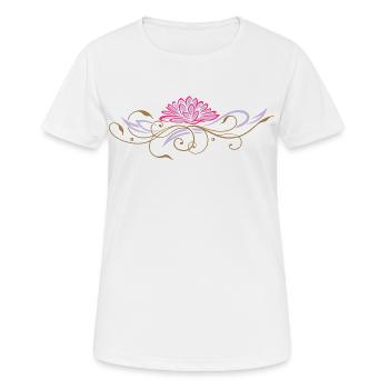 Lotus en filigrane avec ornements - T-shirt respirant Femme - blanc - Devant - AI Model Female 172 dark (172cm)