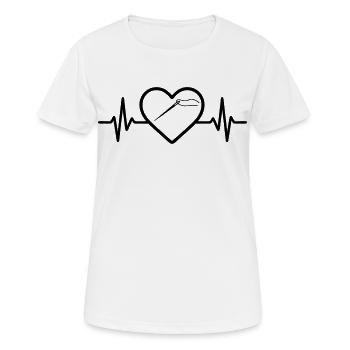 Nähen Garnrolle Nadel Schere Herz - Frauen T-Shirt atmungsaktiv - Weiß - Vorne - AI Model Female 172 dark (172cm)