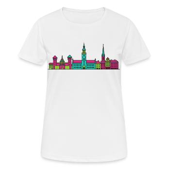 Poznaan Stadtsilhouette Rathaus Ziegenkunst - Frauen T-Shirt atmungsaktiv - Weiß - Vorne - AI Model Female 172 dark (172cm)