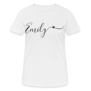 Prénom Emily Prénom décoratif - T-shirt respirant Femme - blanc - Devant - AI Model Female 172 dark (172cm)