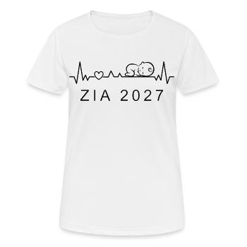Zukünftige Tante 2027 Herzschlag-Schwangerschaft - Frauen T-Shirt atmungsaktiv - Weiß - Vorne - AI Model Female 172 dark (172cm)