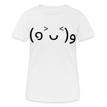 Cheering emote (๑˃ᴗ˂)و good mood - Women's Breathable T-Shirt - white - Front - AI Model Female 172 dark (172cm)