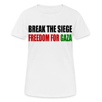 break the siege freedom for gaza - Women's Breathable T-Shirt - white - Front - AI Model Female 172 dark (172cm)