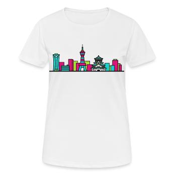 Art de la silhouette du château de la ville d’Osaka - T-shirt respirant Femme - blanc - Devant - AI Model Female 172 dark (172cm)