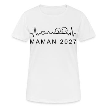Future Maman 2027 Battement de Cœur Grossesse - Women's Breathable T-Shirt - white - Front - AI Model Female 172 dark (172cm)