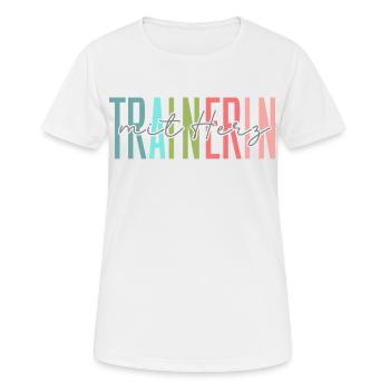 Trainerin mit Herz Geschenk - Frauen T-Shirt atmungsaktiv - Weiß - Vorne - AI Model Female 172 dark (172cm)