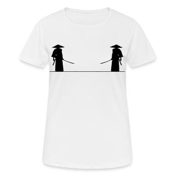 Samurai Kampf - Frauen T-Shirt atmungsaktiv - Weiß - Vorne - AI Model Female 172 dark (172cm)
