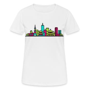 Kyoto City Skyline Temple Pagoda Modern Art - Women's Breathable T-Shirt - white - Front - AI Model Female 172 dark (172cm)