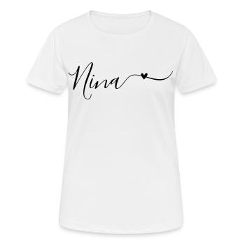 Prénom de Nina Prénom décoratif - T-shirt respirant Femme - blanc - Devant - AI Model Female 172 dark (172cm)