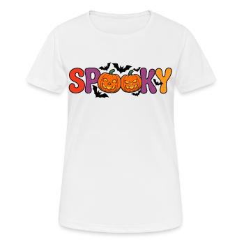 Spukige Kürbisbuchstaben - Frauen T-Shirt atmungsaktiv - Weiß - Vorne - AI Model Female 172 dark (172cm)