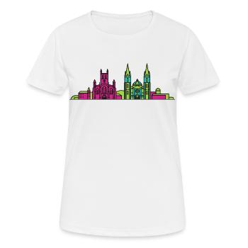 Paisley City Skyline Abbey Moderne Linienkunst - Frauen T-Shirt atmungsaktiv - Weiß - Vorne - AI Model Female 172 dark (172cm)