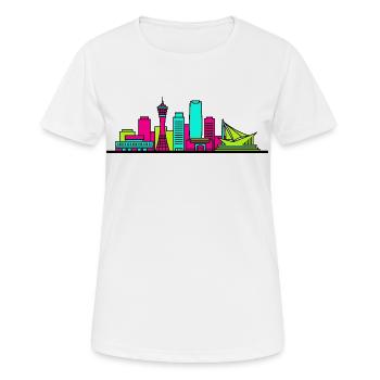Kobe City Skyline Port Tower Modern Line Art - Women's Breathable T-Shirt - white - Front - AI Model Female 172 dark (172cm)